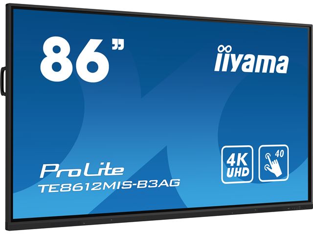 iiyama ProLite TE8612MIS-B3AG 86", 4k UHD, Infrared 40pt touch, PC slot, 24/7, VA, Anti-glare coating, WiFi, HDMI, USB-C, Android 11 OS image 1