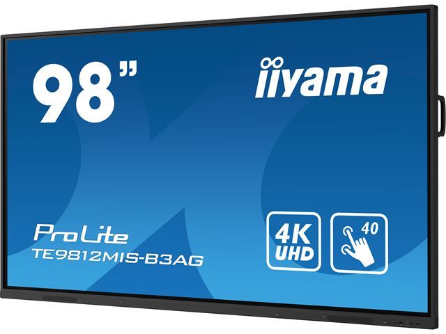 iiyama ProLite TE9812MIS-B3AG 98", 4k UHD, Infrared 40pt touch, PC slot, 24/7, IPS, Anti-glare coating, WiFi, HDMI, USB-C, Android 11 OS image 1