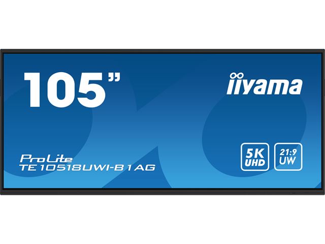 iiyama ProLite monitor TE10518UWI-B1AG 105", 5k UHD, Infrared 40pt touch, Anti-glare coating, VA, HDMI, USB-C, 21:9 panoramic view, 8-array mic, Android 13 OS image 0