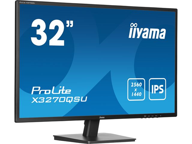 iiyama Prolite monitor X3270QSU-B1 32" IPS WQHD 2560x1440, Black, HDMI,  Display Port, USB Hub image 1
