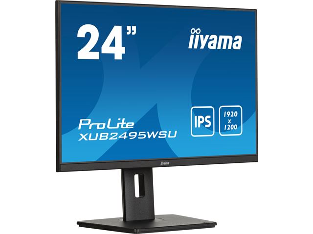 iiyama Prolite monitor XUB2495WSU-B7 24" IPS, 1920 x 1200, Black, DP, HDMI, USB Hub, Height Adjustable, 16:10 image 2