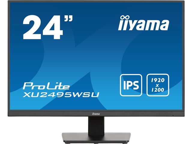 iiyama Prolite monitor XU2495WSU-B7 24" IPS, 1920 x 1200, Black, 75hz, DP, HDMI, USB Hub, 100% sRGB, 16:10, CAD recommended image 0