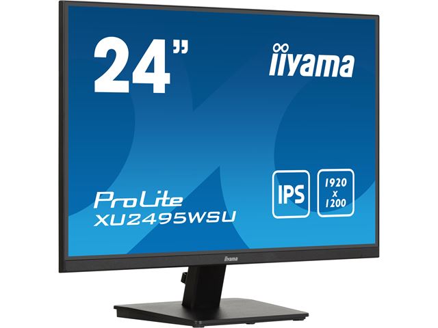 iiyama Prolite monitor XU2495WSU-B7 24" IPS, 1920 x 1200, Black, 75hz, DP, HDMI, USB Hub, 100% sRGB, 16:10, CAD recommended image 1