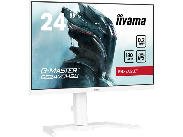iiyama G-Master Red Eagle gaming monitor GB2470HSU-W6 23.8" White, Height Adjustable, Full HD, 180Hz, 0.2ms, FreeSync, HDMI, Display Port, USB Hub image 1