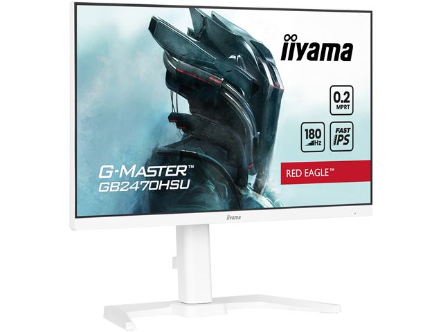 iiyama G-Master Red Eagle gaming monitor GB2470HSU-W6 23.8" White, Height Adjustable, Full HD, 180Hz, 0.2ms, FreeSync, HDMI, Display Port, USB Hub image 2