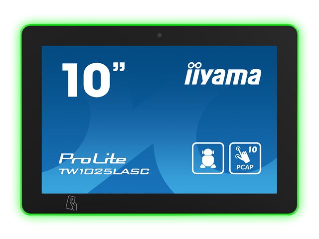 iiyama ProLite TW1025LASC-B1PNR, 10.1” PCAP 10pt touch screen with Android and Power over Ethernet Technology, Webcam/Mic, NFC/RFID reader and RGB LED bar image 0