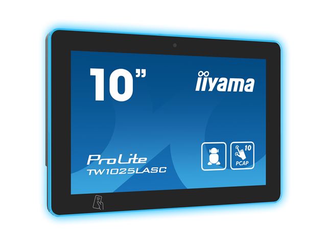iiyama ProLite TW1025LASC-B1PNR, 10.1” PCAP 10pt touch screen with Android and Power over Ethernet Technology, Webcam/Mic, NFC/RFID reader and RGB LED bar image 2