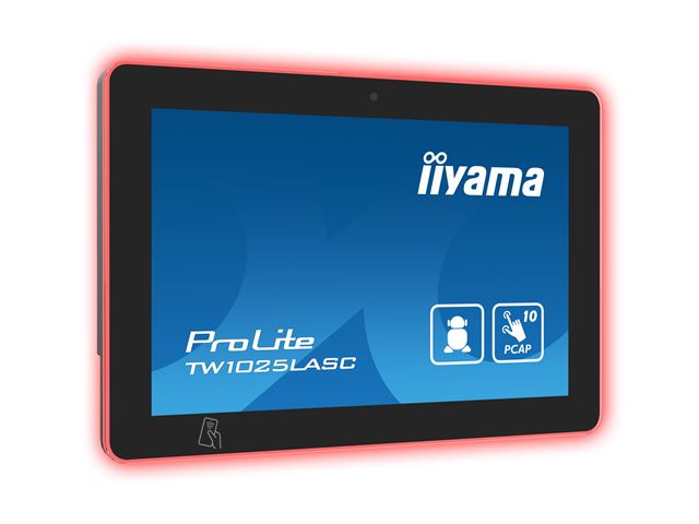 iiyama ProLite TW1025LASC-B1PNR, 10.1” PCAP 10pt touch screen with Android and Power over Ethernet Technology, Webcam/Mic, NFC/RFID reader and RGB LED bar image 1