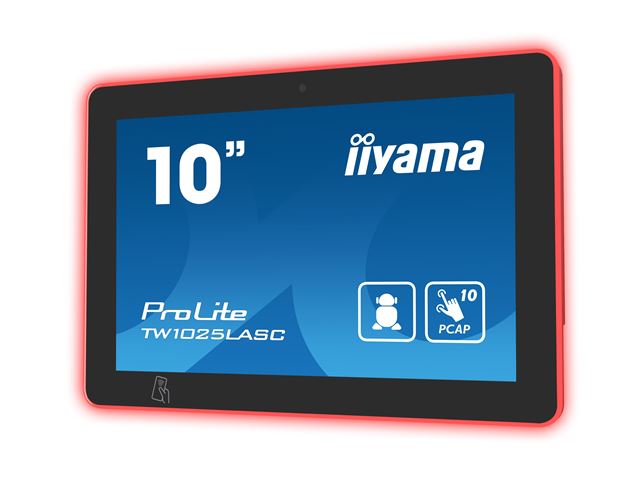 iiyama ProLite TW1025LASC-B1PNR, 10.1” PCAP 10pt touch screen with Android and Power over Ethernet Technology, Webcam/Mic, NFC/RFID reader and RGB LED bar image 3