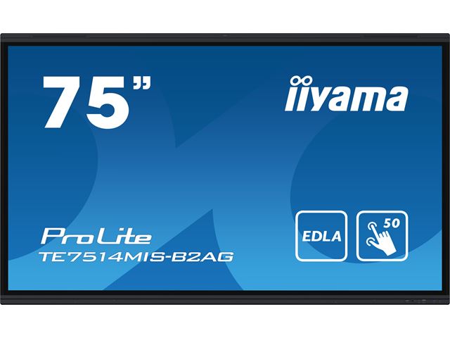 iiyama ProLite monitor TE7514MIS-B2AG 75", 4k UHD, Infrared 50pt touch, Anti-glare coating, VA, Google EDLA Certified, features Note, Browser & Cloud Drive, iiWare 12E image 0