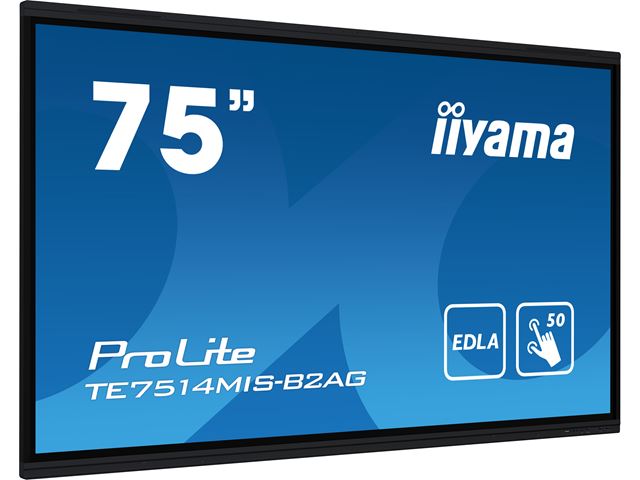 iiyama ProLite monitor TE7514MIS-B2AG 75", 4k UHD, Infrared 50pt touch, Anti-glare coating, VA, Google EDLA Certified, features Note, Browser & Cloud Drive, iiWare 12E image 1