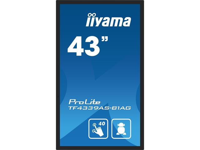 iiyama Prolite monitor TF4339AS-B1AG 43" Black, IPS, Anti Glare, Full HD, Bonded Projective Capacitive 40pt Touch, 24/7, Landscape/Portrait/Face-up, Android 11 OS, iiSignage² image 1
