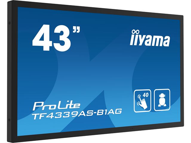 iiyama Prolite monitor TF4339AS-B1AG 43" Black, IPS, Anti Glare, Full HD, Bonded Projective Capacitive 40pt Touch, 24/7, Landscape/Portrait/Face-up, Android 11 OS, iiSignage² image 2