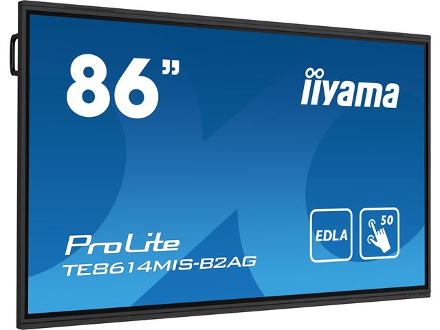 iiyama ProLite monitor TE8614MIS-B2AG 86" Google EDLA Certified, 4k UHD, Infrared 50pt touch, Anti-glare coating, VA, HDMI, features Note, Browser & Cloud Drive, iiWare 12E image 1