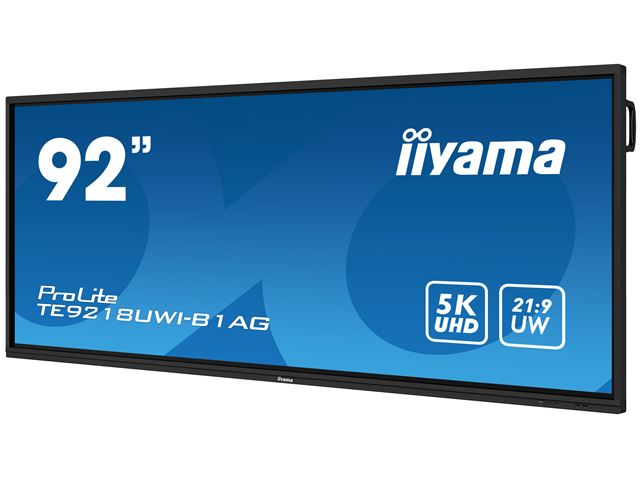 iiyama ProLite monitor TE9218UWI-B1AG 92", 5k UHD, Infrared 40pt touch, Anti-glare coating, VA, HDMI, USB-C, 21:9 panoramic view, 8-array mic, Android 13 OS image 3