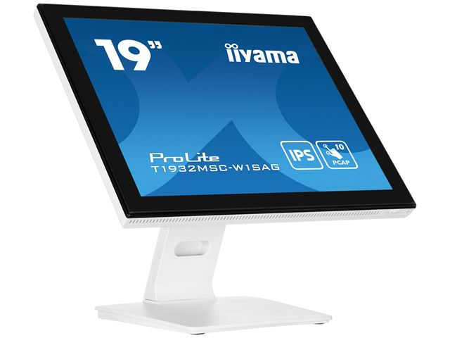 iiyama ProLite monitor T1932MSC-W1SAG, 19", White, Edge to edge, Scratch resistive, Projective Capacitive 10pt touch, HDMI, DisplayPort, Water and dust protection, IP54 image 1