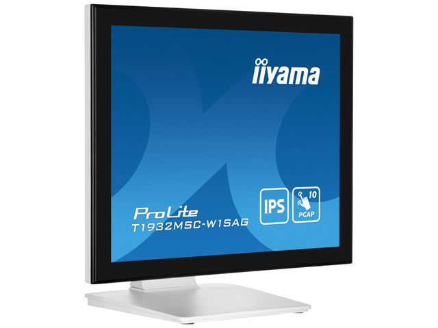 iiyama ProLite monitor T1932MSC-W1SAG, 19", White, Edge to edge, Scratch resistive, Projective Capacitive 10pt touch, HDMI, DisplayPort, Water and dust protection, IP54 image 2