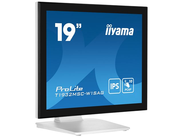 iiyama ProLite monitor T1932MSC-W1SAG, 19", White, Edge to edge, Scratch resistive, Projective Capacitive 10pt touch, HDMI, DisplayPort, Water and dust protection, IP54 image 3