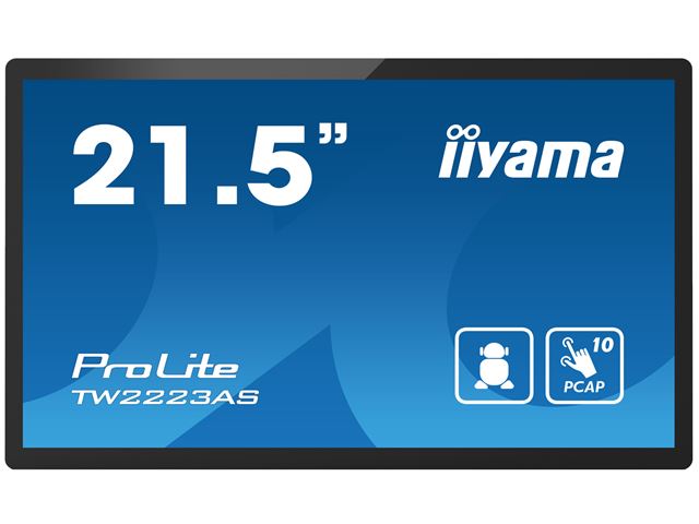 iiyama ProLite TW2223AS-B2, 22” Full HD PCAP 10pt touch screen with Android and edge-to-edge glass, 24/7, 32GB storage, Wi-Fi connection, LAN (RJ45) and Bluetooth connectors image 0