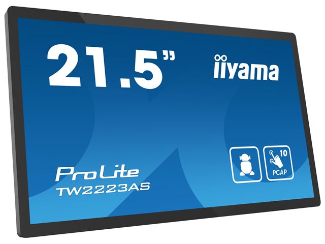 iiyama ProLite TW2223AS-B2, 22” Full HD PCAP 10pt touch screen with Android and edge-to-edge glass, 24/7, 32GB storage, Wi-Fi connection, LAN (RJ45) and Bluetooth connectors image 3