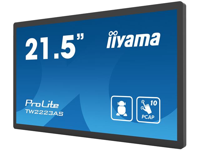 iiyama ProLite TW2223AS-B2, 22” Full HD PCAP 10pt touch screen with Android and edge-to-edge glass, 24/7, 32GB storage, Wi-Fi connection, LAN (RJ45) and Bluetooth connectors image 4