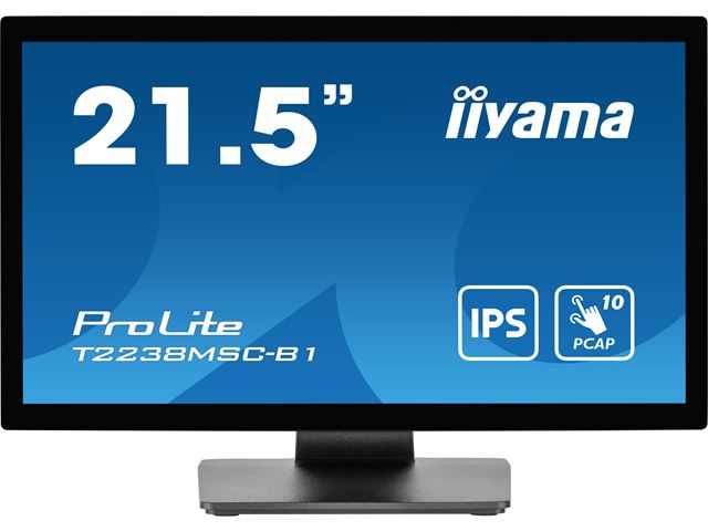 iiyama ProLite monitor T2238MSC-B1 Semi-Outdoor 22" Black, IPS, Full HD, Projective Capacitive 10pt touch, Display Port, edge-to-edge glass, anti-fingerprint coating and metal housing image 0