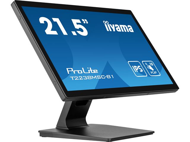 iiyama ProLite monitor T2238MSC-B1 Semi-Outdoor 22" Black, IPS, Full HD, Projective Capacitive 10pt touch, Display Port, edge-to-edge glass, anti-fingerprint coating and metal housing image 1