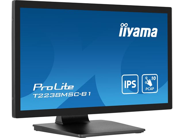 iiyama ProLite monitor T2238MSC-B1 Semi-Outdoor 22" Black, IPS, Full HD, Projective Capacitive 10pt touch, Display Port, edge-to-edge glass, anti-fingerprint coating and metal housing image 2
