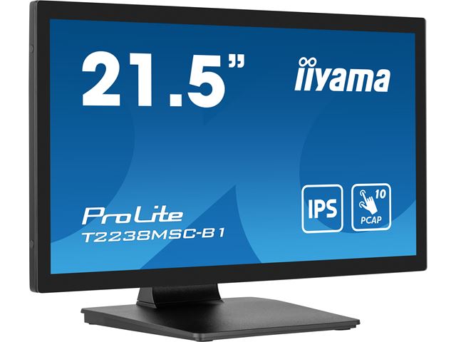 iiyama ProLite monitor T2238MSC-B1 Semi-Outdoor 22" Black, IPS, Full HD, Projective Capacitive 10pt touch, Display Port, edge-to-edge glass, anti-fingerprint coating and metal housing image 3