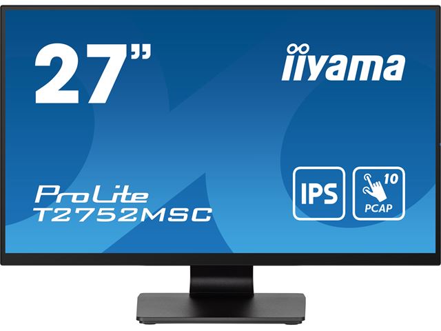 iiyama ProLite monitor T2752MSC-B1 27", Projective Capacitive 10pt touch, IPS, Scratch resistant, HDMI, DisplayPort, Edge to edge glass image 0