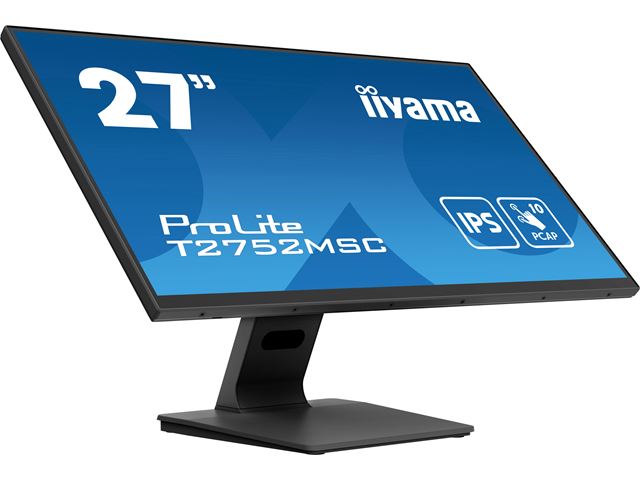 iiyama ProLite monitor T2752MSC-B1 27", Projective Capacitive 10pt touch, IPS, Scratch resistant, HDMI, DisplayPort, Edge to edge glass image 4