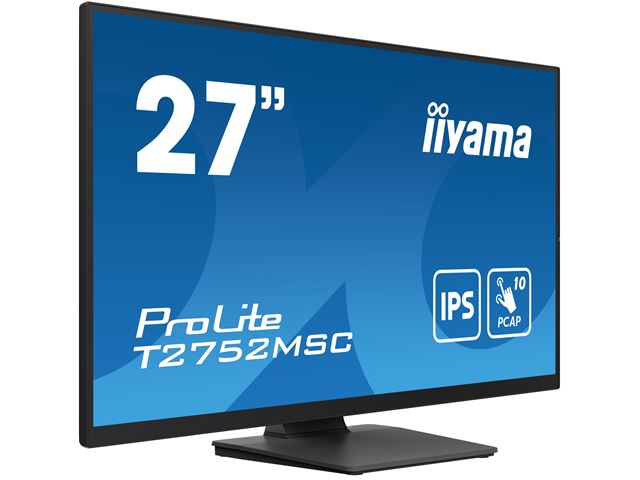 iiyama ProLite monitor T2752MSC-B1 27", Projective Capacitive 10pt touch, IPS, Scratch resistant, HDMI, DisplayPort, Edge to edge glass image 3