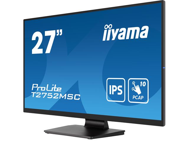 iiyama ProLite monitor T2752MSC-B1 27", Projective Capacitive 10pt touch, IPS, Scratch resistant, HDMI, DisplayPort, Edge to edge glass image 2