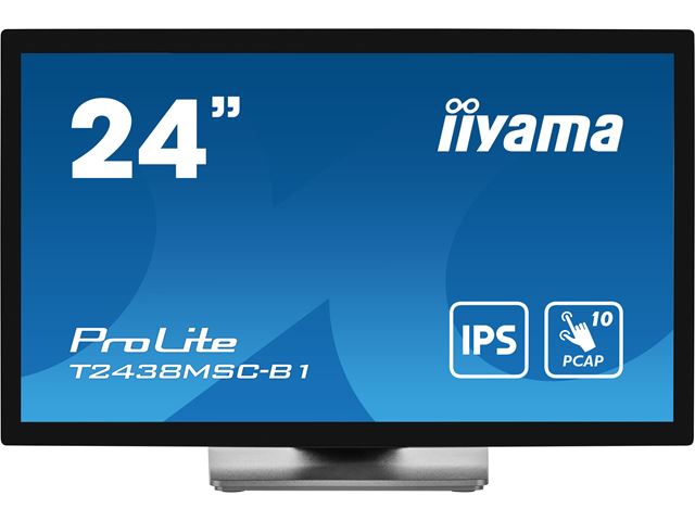 iiyama ProLite monitor T2438MSC-B1 Semi-Outdoor 24" Black, IPS, Full HD, Projective Capacitive 10pt touch, Display Port, edge-to-edge glass, anti-fingerprint coating and metal housing image 0
