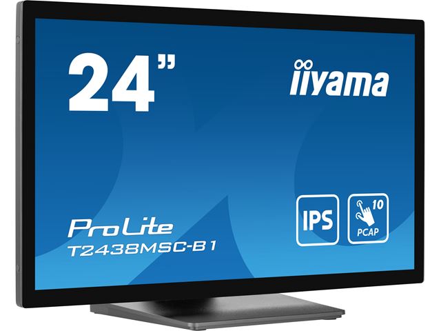 iiyama ProLite monitor T2438MSC-B1 Semi-Outdoor 24" Black, IPS, Full HD, Projective Capacitive 10pt touch, Display Port, edge-to-edge glass, anti-fingerprint coating and metal housing image 4