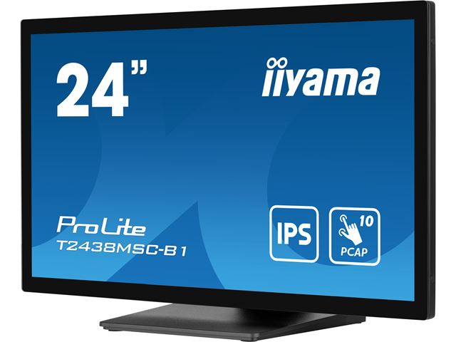 iiyama ProLite monitor T2438MSC-B1 Semi-Outdoor 24" Black, IPS, Full HD, Projective Capacitive 10pt touch, Display Port, edge-to-edge glass, anti-fingerprint coating and metal housing image 3