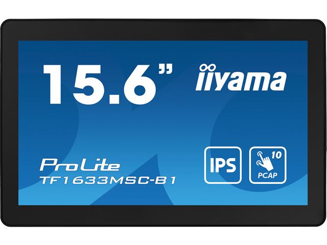 iiyama ProLite monitor TF1633MSC-B1 15.6", P Cap 10pt touch, edge to edge glass, Open frame, Scratch resistant, IPS, Water and dust resistant image 0