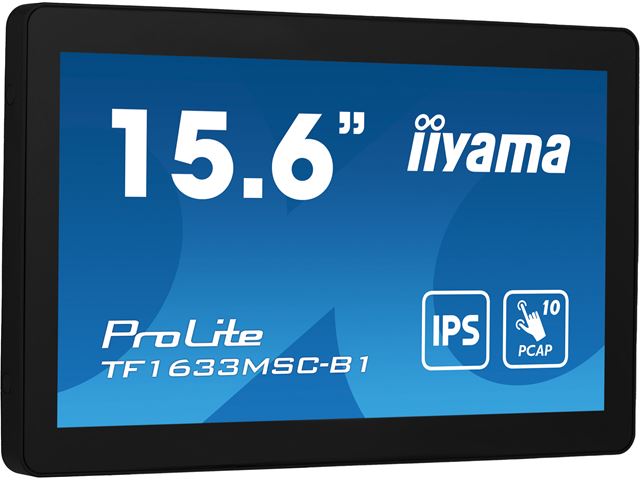 iiyama ProLite monitor TF1633MSC-B1 15.6", P Cap 10pt touch, edge to edge glass, Open frame, Scratch resistant, IPS, Water and dust resistant image 3