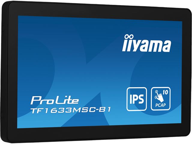 iiyama ProLite monitor TF1633MSC-B1 15.6", P Cap 10pt touch, edge to edge glass, Open frame, Scratch resistant, IPS, Water and dust resistant image 4