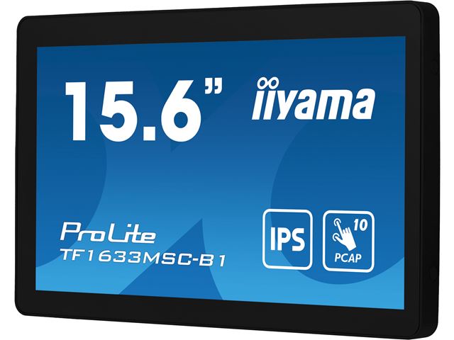 iiyama ProLite monitor TF1633MSC-B1 15.6", P Cap 10pt touch, edge to edge glass, Open frame, Scratch resistant, IPS, Water and dust resistant image 6