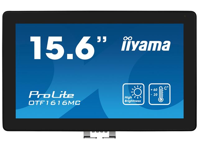 iiyama ProLite monitor OTF1616MC-B1 15.6", PCap 10pt touch for semi-outdoor applications, High Brightness, Smart sensors, Environmental Resistance, Scratch resistant, Anti-fingerprint coating, landscape/portrait/face-up image 0