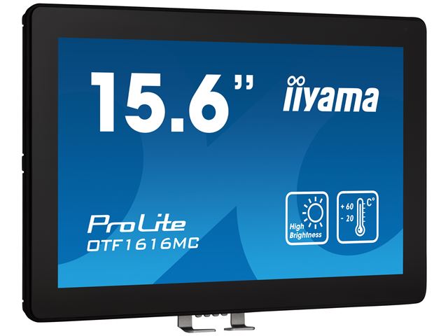 iiyama ProLite monitor OTF1616MC-B1 15.6", PCap 10pt touch for semi-outdoor applications, High Brightness, Smart sensors, Environmental Resistance, Scratch resistant, Anti-fingerprint coating, landscape/portrait/face-up image 1
