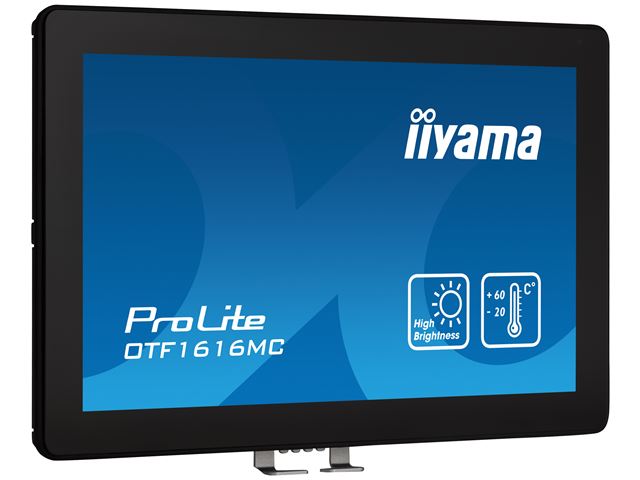 iiyama ProLite monitor OTF1616MC-B1 15.6", PCap 10pt touch for semi-outdoor applications, High Brightness, Smart sensors, Environmental Resistance, Scratch resistant, Anti-fingerprint coating, landscape/portrait/face-up image 2