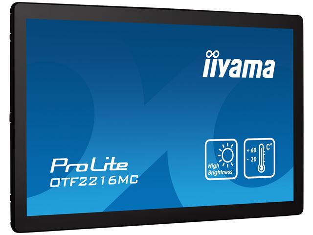 iiyama ProLite monitor OTF2216MC-B1 21.5", PCap 10pt touch for semi-outdoor applications, High Brightness, Smart sensors, Environmental Resistance, Scratch resistant, Anti-fingerprint coating, landscape/portrait/face-up image 2