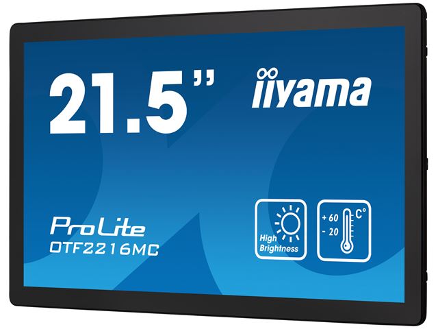 iiyama ProLite monitor OTF2216MC-B1 21.5", PCap 10pt touch for semi-outdoor applications, High Brightness, Smart sensors, Environmental Resistance, Scratch resistant, Anti-fingerprint coating, landscape/portrait/face-up image 3