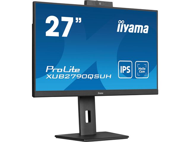 iiyama ProLite monitor XUB2790QSUH-B1 27" IPS, built-in Windows Hello camera and microphone, QHD resolution, Height Adjustable, 3-side borderless design image 2