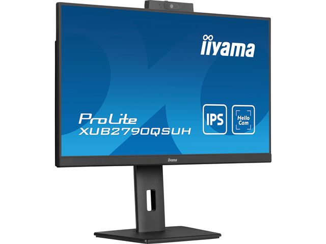iiyama ProLite monitor XUB2790QSUH-B1 27" IPS, built-in Windows Hello camera and microphone, QHD resolution, Height Adjustable, 3-side borderless design image 3