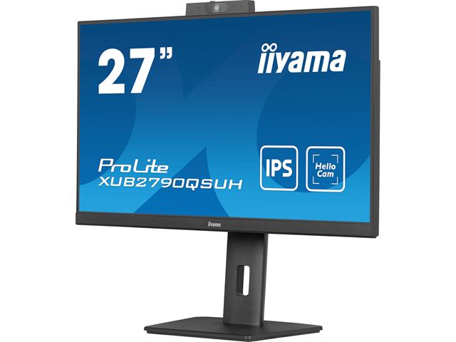 iiyama ProLite monitor XUB2790QSUH-B1 27" IPS, built-in Windows Hello camera and microphone, QHD resolution, Height Adjustable, 3-side borderless design image 4