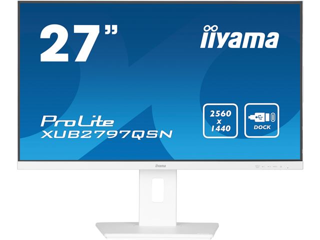 iiyama ProLite monitor XUB2797QSN-W1 27" IPS, White, WQHD, USB-C dock and RJ45 (LAN), Ultra Slim Bezel, HDMI, Display Port, Height Adjustable.  image 0