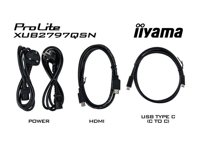 iiyama ProLite monitor XUB2797QSN-W1 27" IPS, White, WQHD, USB-C dock and RJ45 (LAN), Ultra Slim Bezel, HDMI, Display Port, Height Adjustable.  image 12